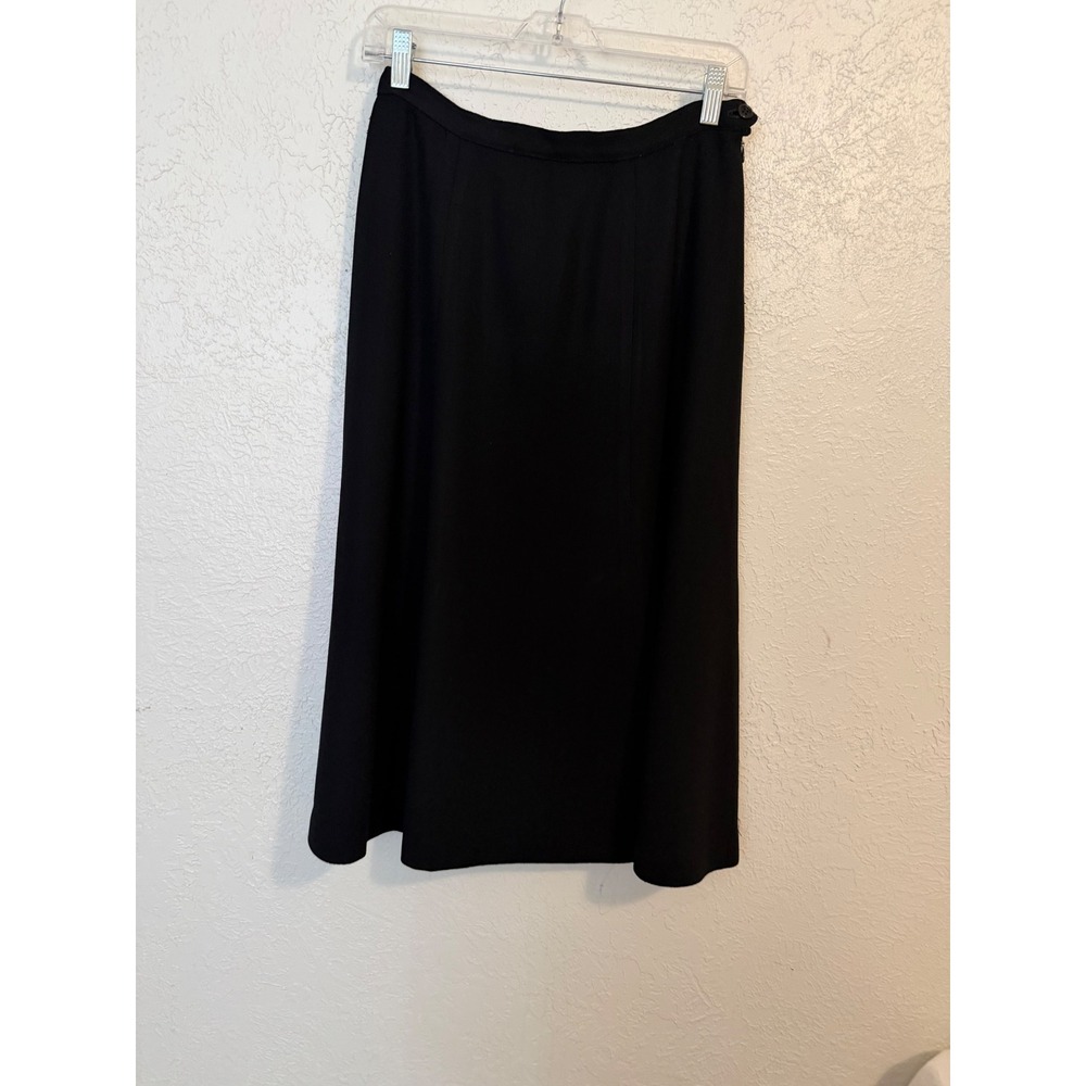 Dalton Sport Black 100% Pure Virgin Wool Midi A-Line Skirt Vintage Size 14.5 W